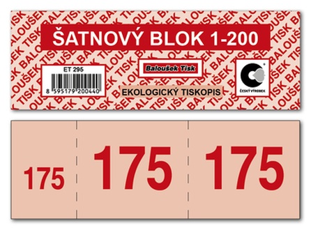 Papírenské zboží - Šatnové bloky 1 - 200 čísel ET295