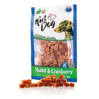 Papírenské zboží - KIDDOG mini kostičky s králíkem a brusinkami 80 g 