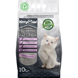 Papírenské zboží - KITTYMAX hrudkující, bezprašný bílý bentonit LAVENDER  10 l